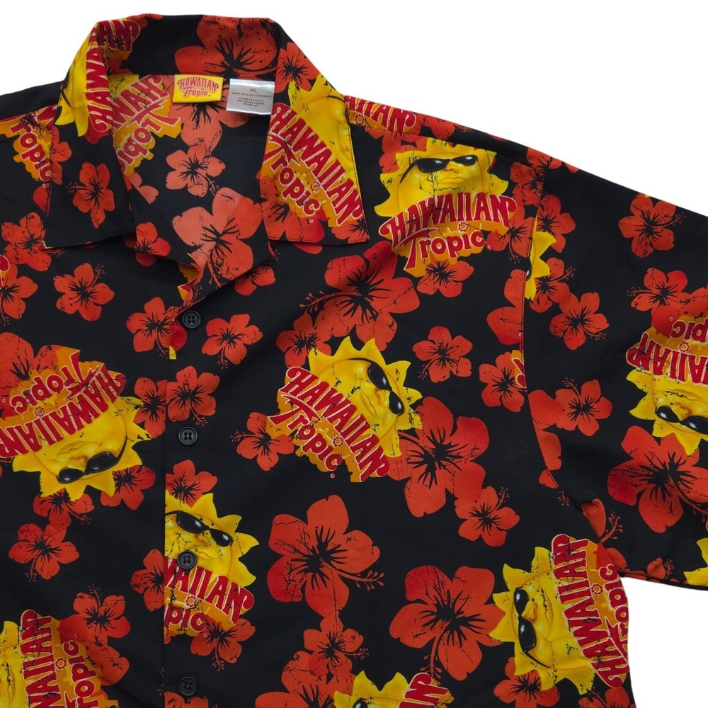 Hawaiian‎ Tropic Aloha Shirt Floral Print Short Sleeve Button Up Mens XL